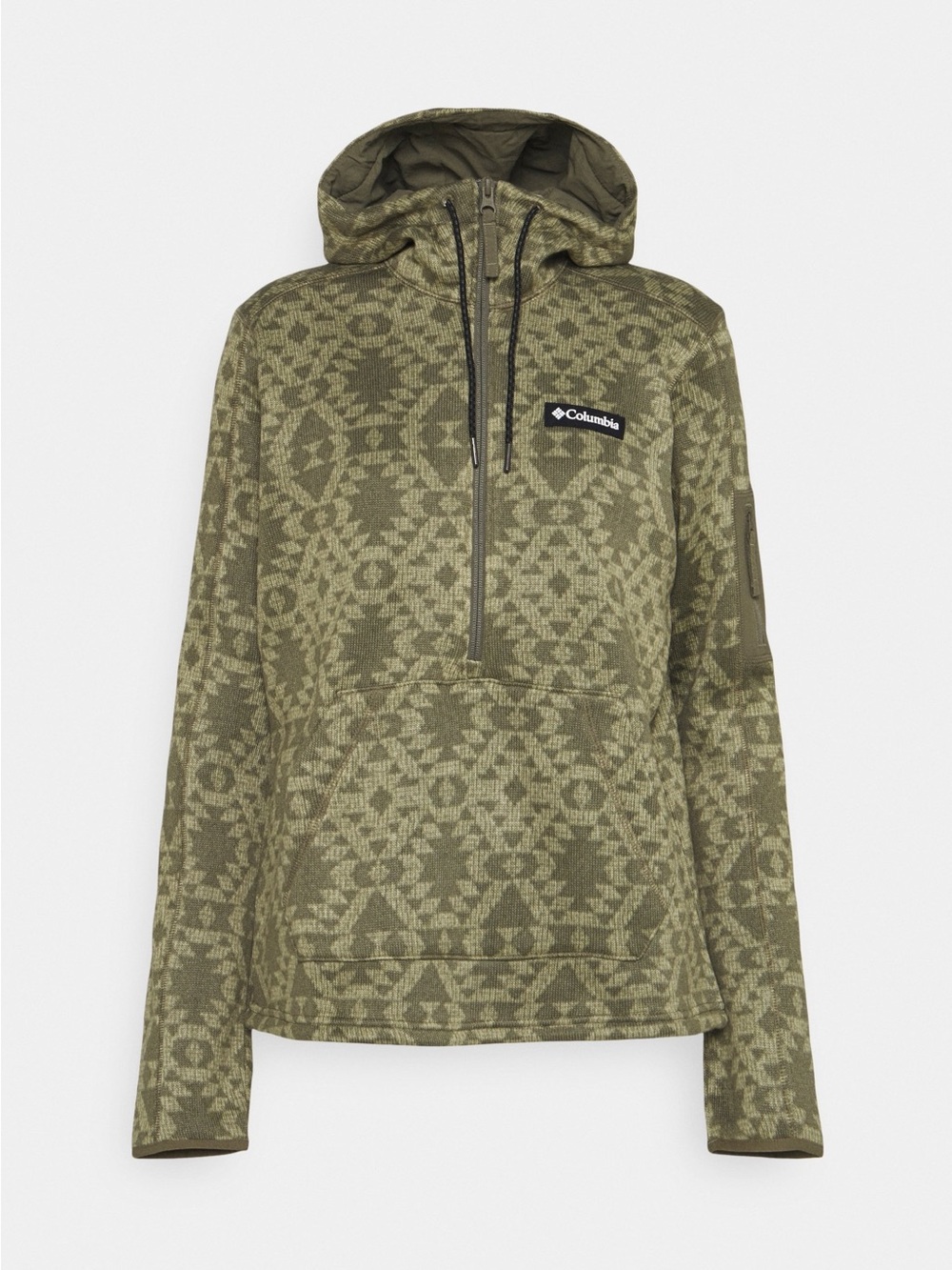 Columbia Sweater Weather 1/2 Zip Hooded Pullover Womens M Green Aztec NWOT